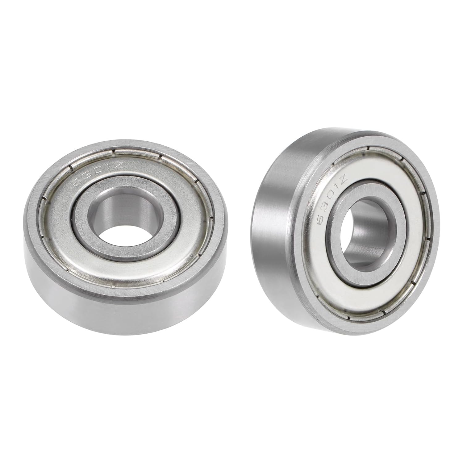 6301ZZ Deep Groove Ball Bearings, ID I.D.=12mm, O.D.=37mm, Thickness=12mm Double Shielded Ball Bearing Pre-Lubricated Chrome Steel Z2 Lever 2pcs