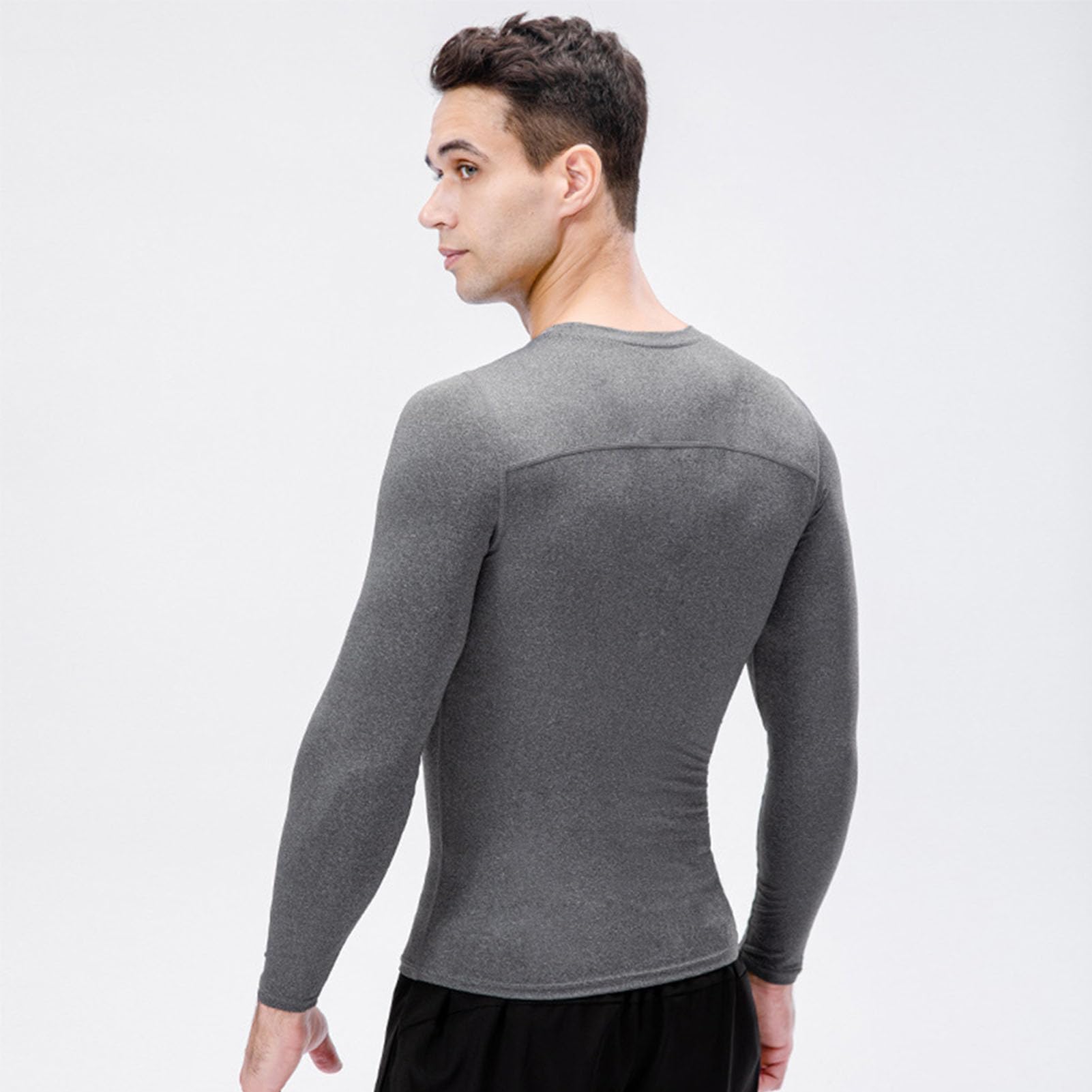 HUIOP 3 Piezas de Camisetas de compresión de Manga Larga atléticas para Hombre,Camiseta de Entrenamiento de Secado rápido,Camisetas para Correr,Camisas de compresión de Manga Larga