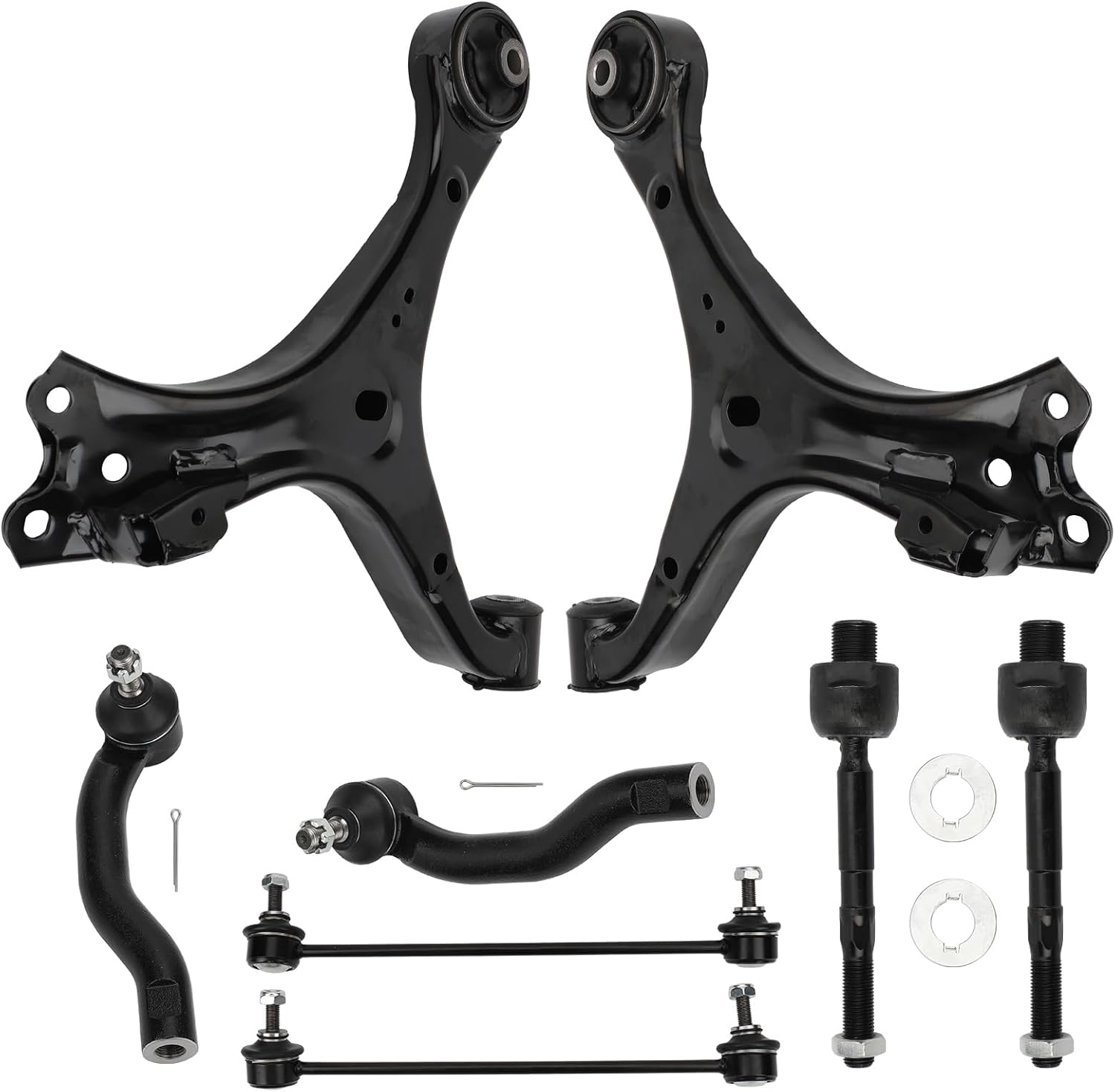 IRONTEK 8pcs Front Lower Control Arm Tie Rod End Sway Bar End Link Fit for 2013-2015 for Honda Civic, Front Suspension Kit MS601100 MS601101 EV800906 ES800912 ES800913 K750605 K750604