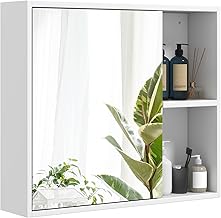 وحدة تخزين للحمام بباب مرآة واحد، مزودة برفين قابلين للتعديل ورف ثابت مفتوح لتوفير مساحة فوق التواليت، تثبت على الحائط من تانج كوالا، أبيض