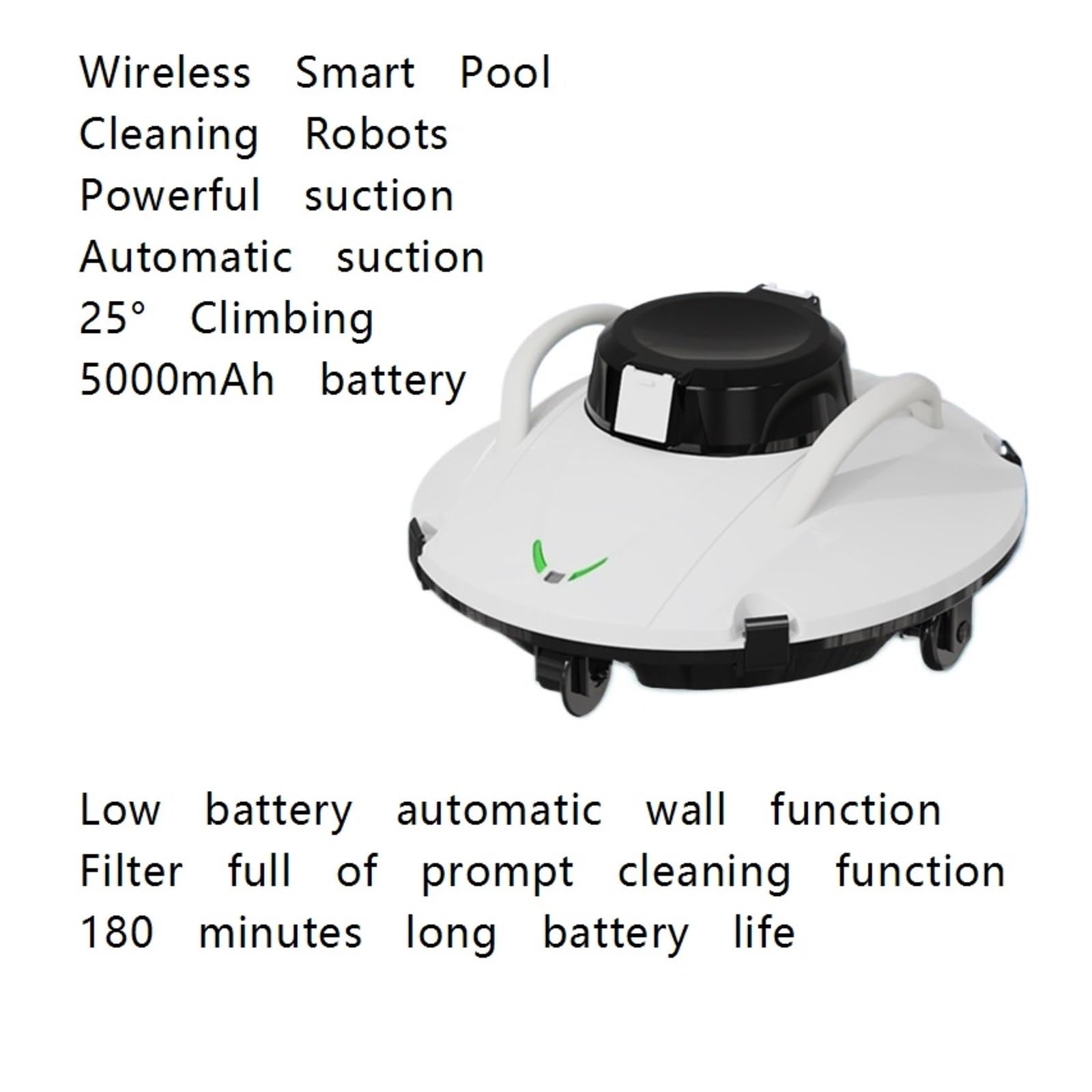 Robot Czyszczący Baseny Maszyna Ssąca Do Basenów Odkurzacz Czyszcząca PełNe Czyszczenie(White)