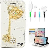 Vista 6 de STENES Bling - Funda tipo cartera compatible con iPod Touch de 7ª generación (2019), elegante, diseño 3D hecho a mano de libélula y mariposa, funda