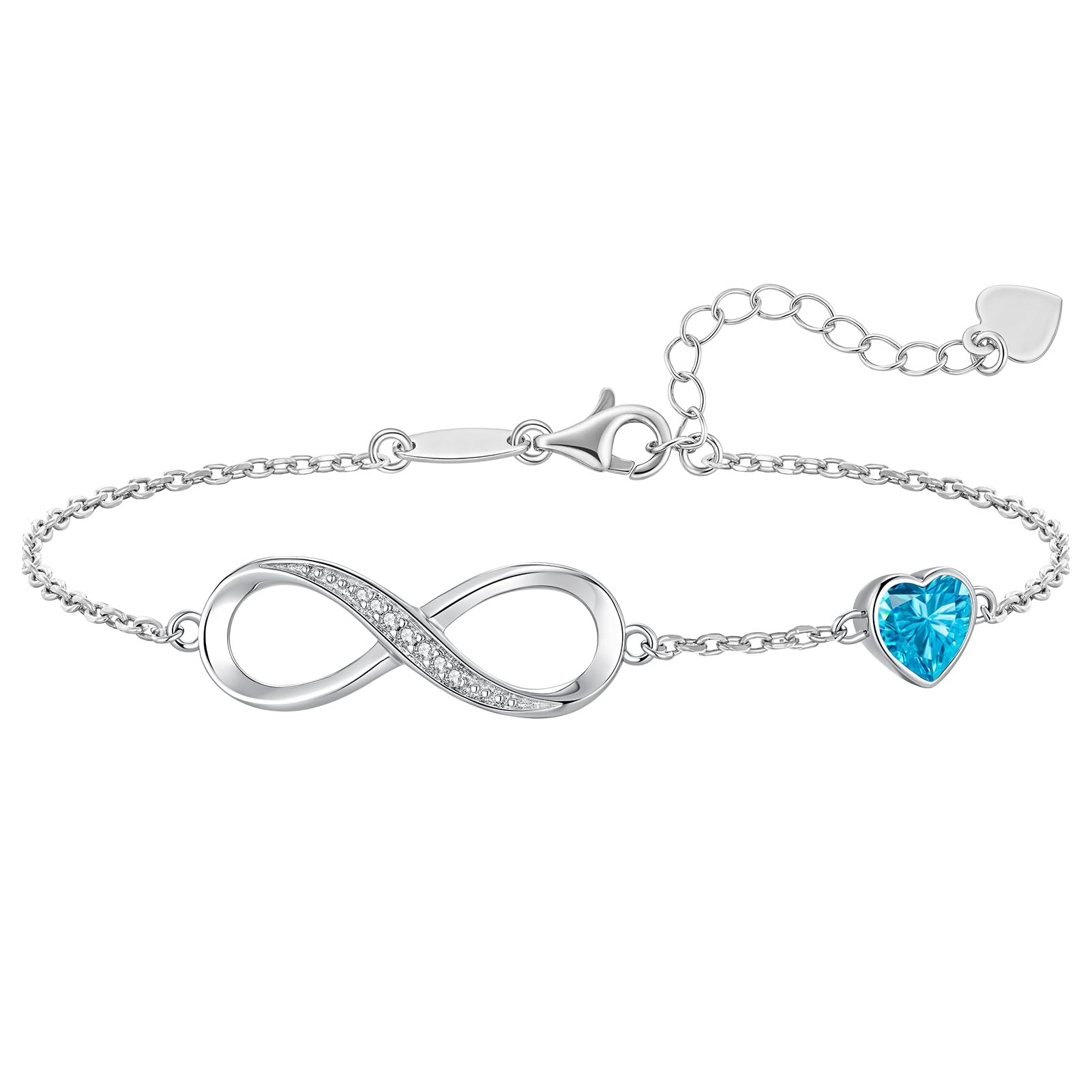 CDE 925 Sterling Silver Infinity Birthstone Bracelet Jewelry Gift for Women
