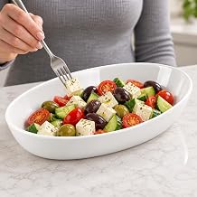 Deconox Porselen B y k Kay k Tabak 28   17 cm, Beyaz Oval Servis ve Sunum Taba , Y kseltilmi  Kenarl  Makarna, Salata, Meze, Kahvalt l k ve Ana Yemek Taba , 1 Adet