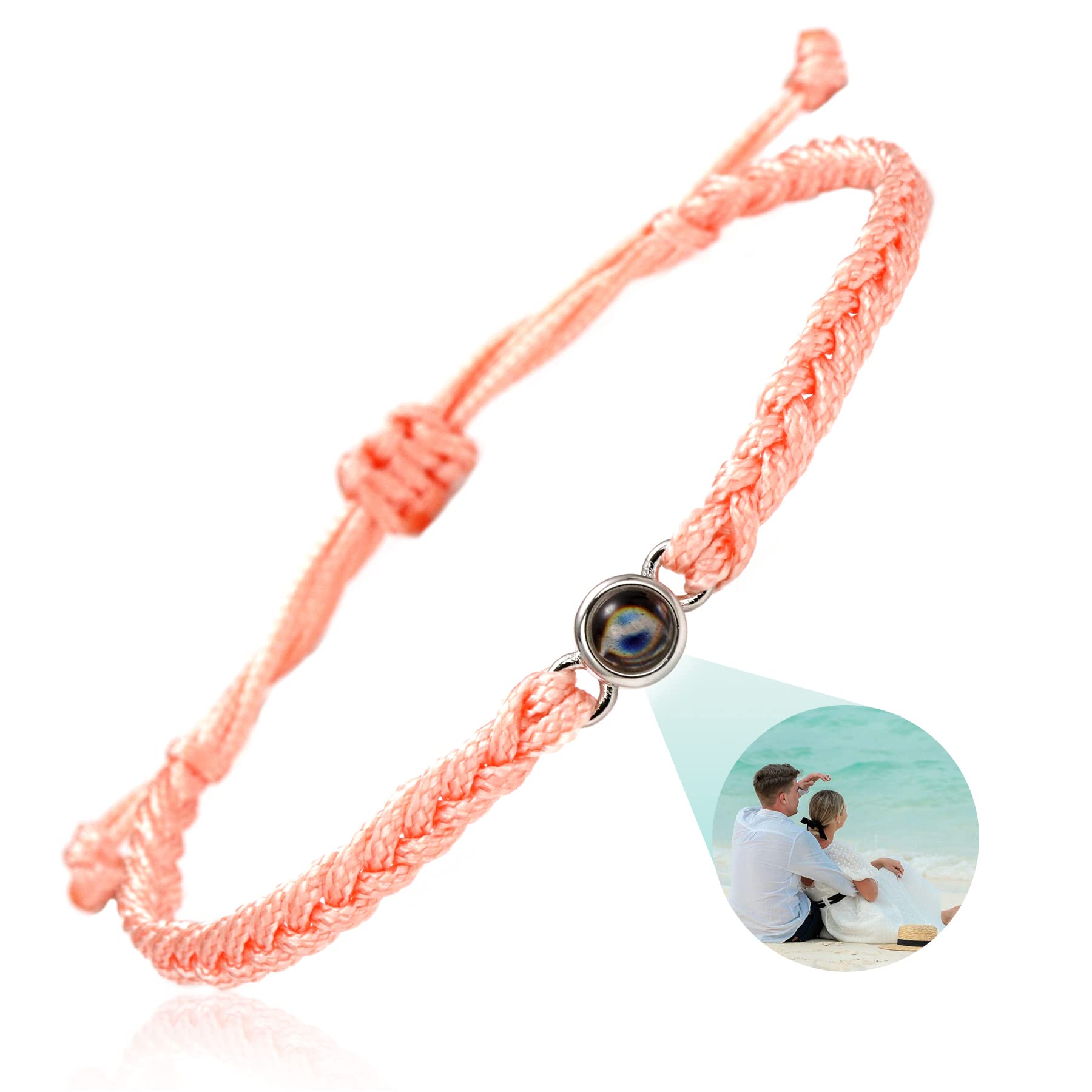 SUPHELPU Custom Bracelets with Picture Inside, Personalized Photo Bracelet Projection, Personalized Gifts for Men Memorial, Men's ID Bracelets