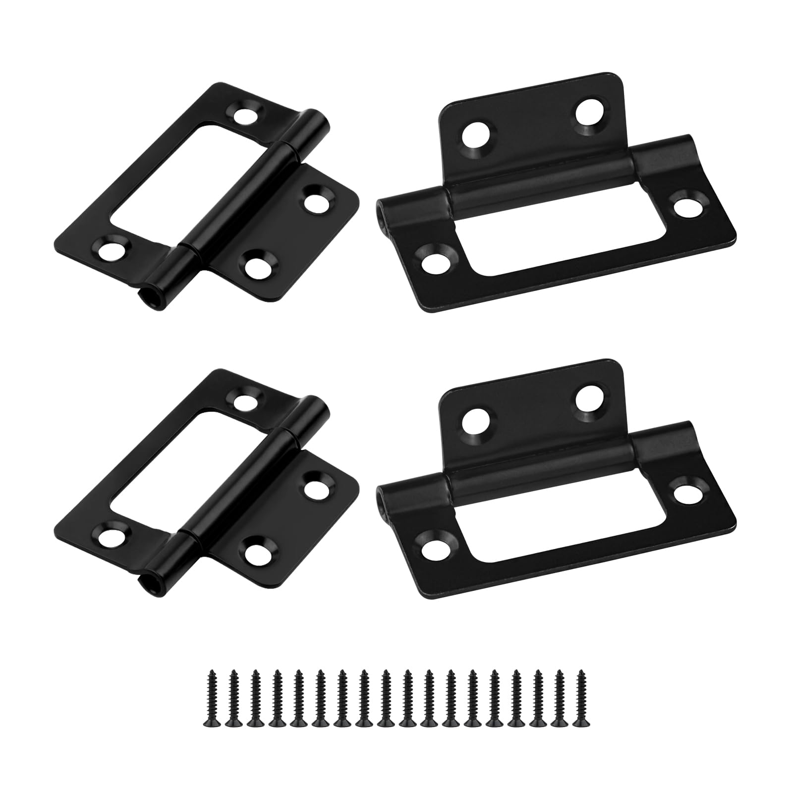 JJWNMLL Door Hinges 4pcs, Black Flush Hinges-51 * 25mm(2 inch), Flush Mount Hinges with Screws for Cabinet, Closet, Windows, Windows, Drawer, Boxe, Wardrobe