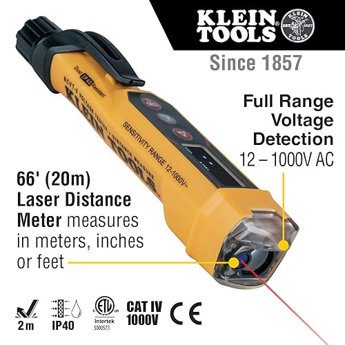 Miniatura 10 de Klein Tools NCVT-4IR 12-1000V AC Probador de voltaje + termómetro IR y destornillador de trinquete Klein Tools 13 en 1 con 6 puntas de doble extremo