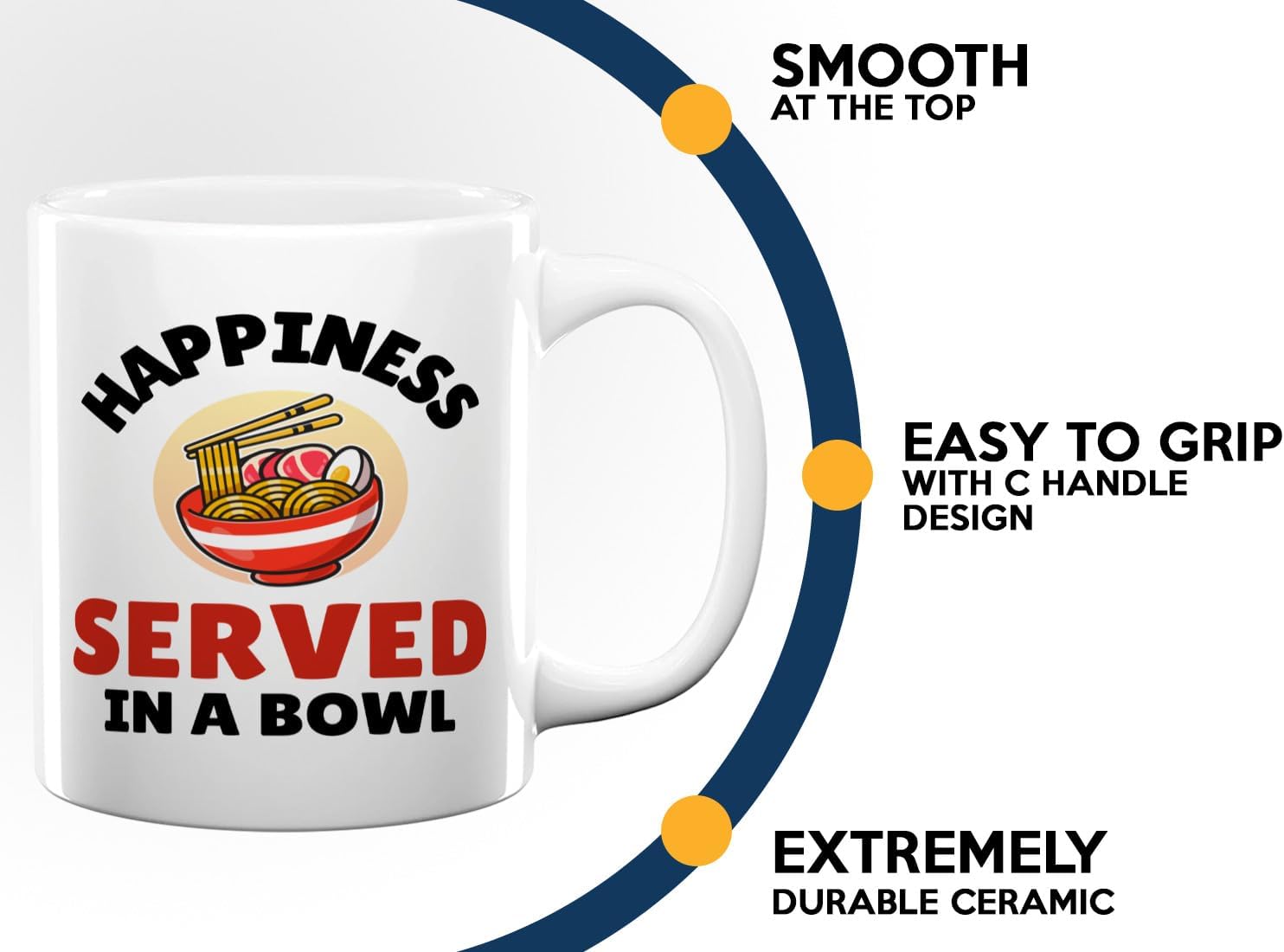 Ramen Lover Coffee Mug 11oz White -Happiness served in - Food Lovers chicken pumpkin vegan pantry spicy noodles image 5