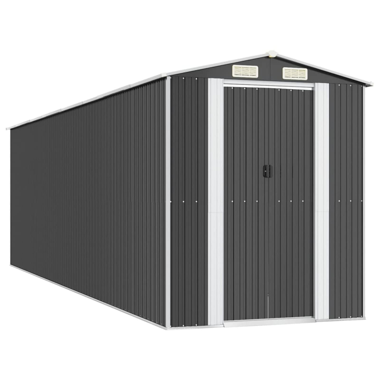 Capanno da Giardino Antracite 192x689x223 cm in Acciaio Zincato,Capannone da Giardino,Casetta da Giardino,Casetta Attrezzi Giardino