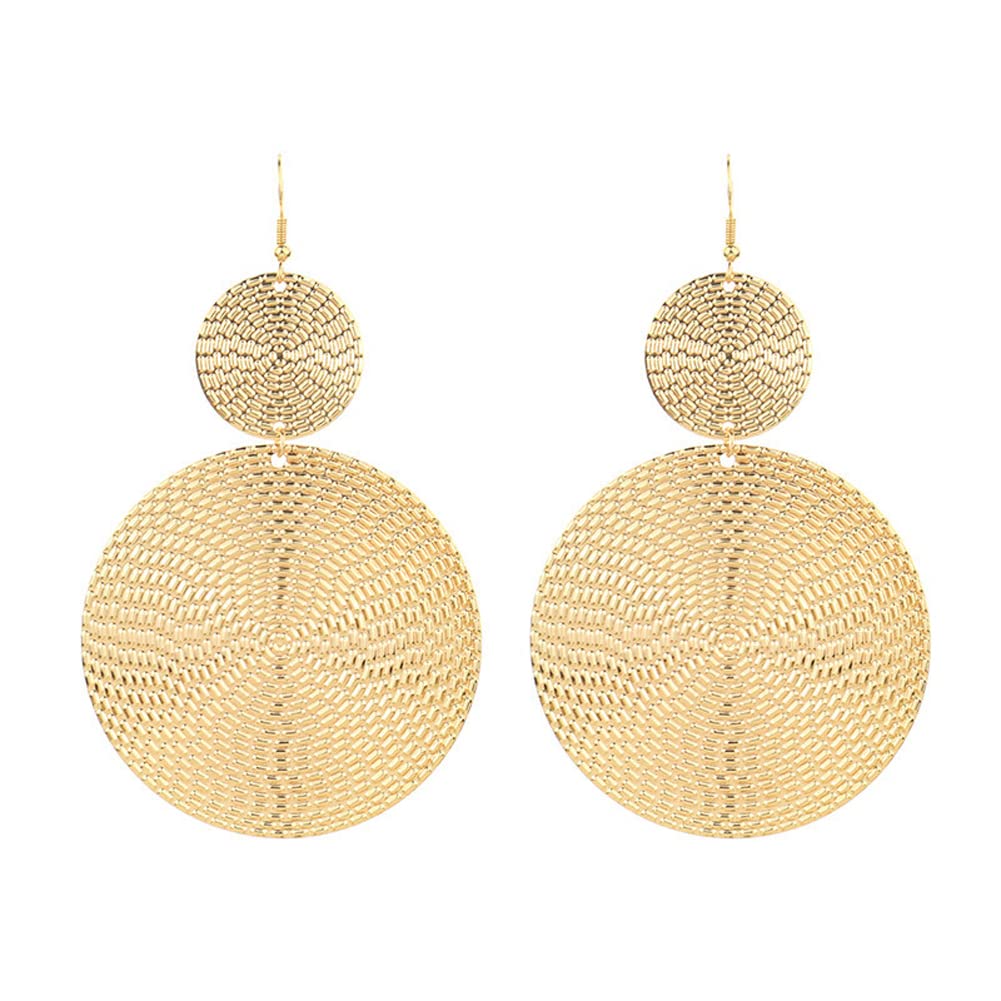 Amazon.com: Large Geometric Double Round Disc Dangle Drop Earrings 