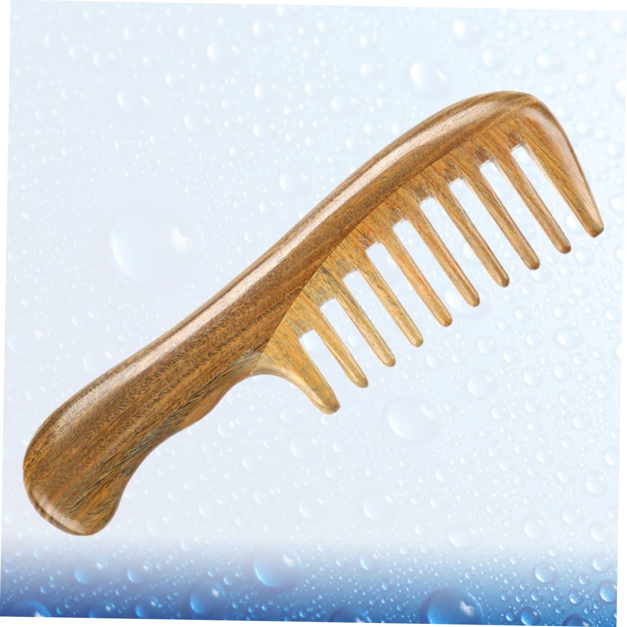 Peine de Sándalo de Dientes Anchos y Compactos para Masaje | Color Caqui, Formato Ligero y Portátil, Uso Doméstico Diario, Peine Masajeador Capilar de Madera