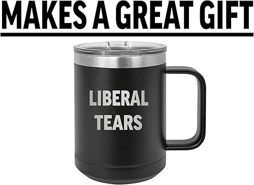 Miniatura 5 de Rogue River Tactical Divertida taza de café negra de acero inoxidable resistente con tapa con diseño de lágrimas liberales, gran idea de regalo para