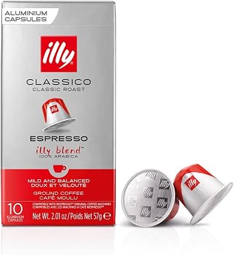 illy Nespresso Compatible Classico Aluminium Coffee Capsules - (Pack of 5, Total 50 Pods) - 100% Arabica Coffee