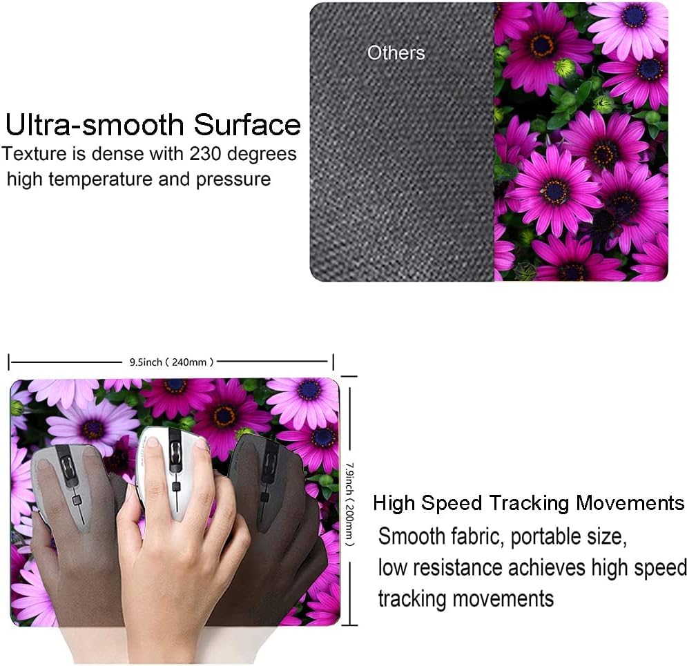 Image of Premium-Textured Mouse Pad, Non-Slip Rubber Base Mousepad for Laptop, Computer & PC, 9.5x7.9 in - Enhanced Precision, Ergonomic Comfort, Ideal for Gaming & Office (African Daisy)