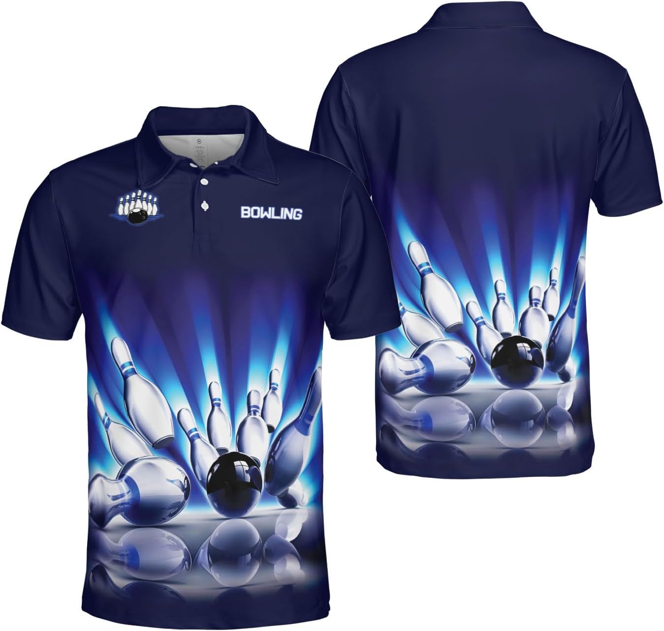 Bowling Polo Shirts 3D for Men & Women, Bowling Jersey Shirt, Team Bowling Shirts Short Sleeve Polo Gift