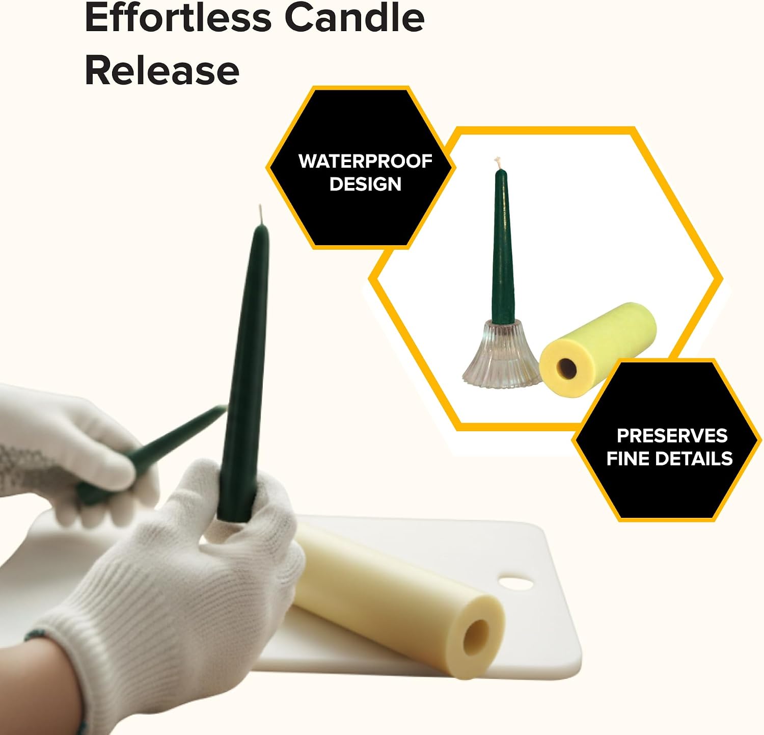 Mann Lake Candle Flex Mold for Taper Candles, Reusable Waterproof Polyurethane Blend Mold for Wedding, Holiday, Decorative Candles, Long Lasting, Easy Release, Made in The USA, 6-Inch