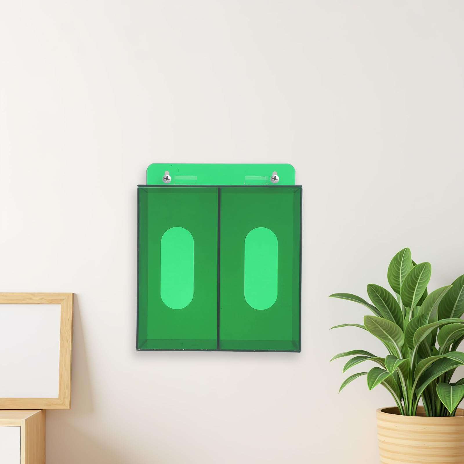 NUOBESTY Porta Mascherine in Acrilico Blu con Doppio Scomparto e Trasparenza Chiara, Salvaspazio con Design Moderno e Bordi Arrotondati per Scuole e Ingressi