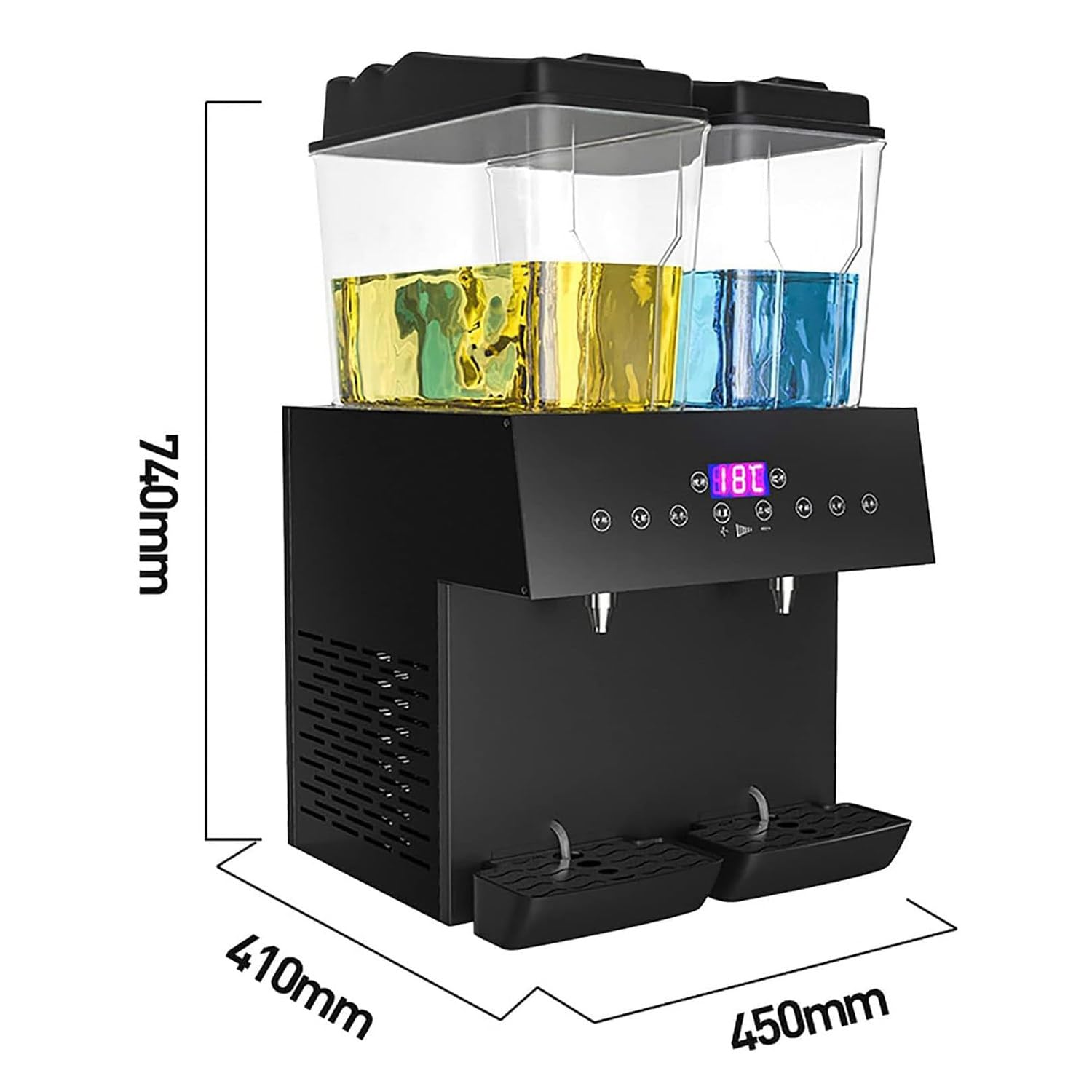 Distributore di bevande commerciale, distributore di succhi caldi e freddi a doppio cilindro, distributore di bevande che serve succhi, tè, limonata, caffè freddo, cocktail, 32 litri per feste al ri