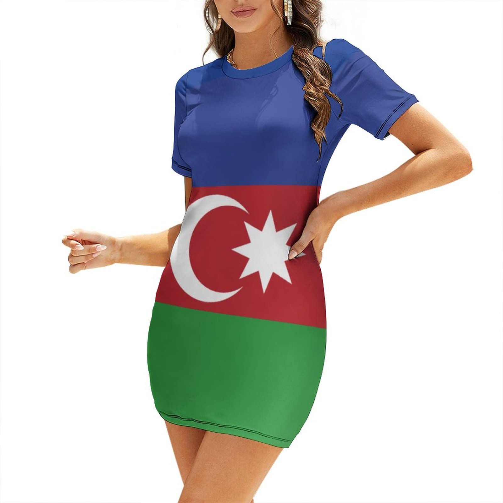 Amazon.com: MAIPHUONGANH Flag of Azerbaijan Women's Dress Summer Crew Neck  Casual Wear : Clothing, Shoes & Jewelry
