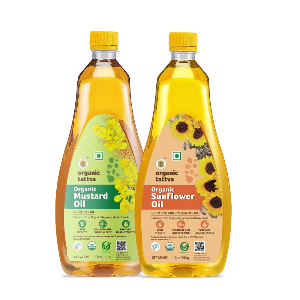 ORGANIC TATTVA Organic Mustard And Sunflower Unrefined Cooking Oils Combo Pack,2 Litre (B09KLSC3Y8) Amazon Price History, Amazon Price Tracker