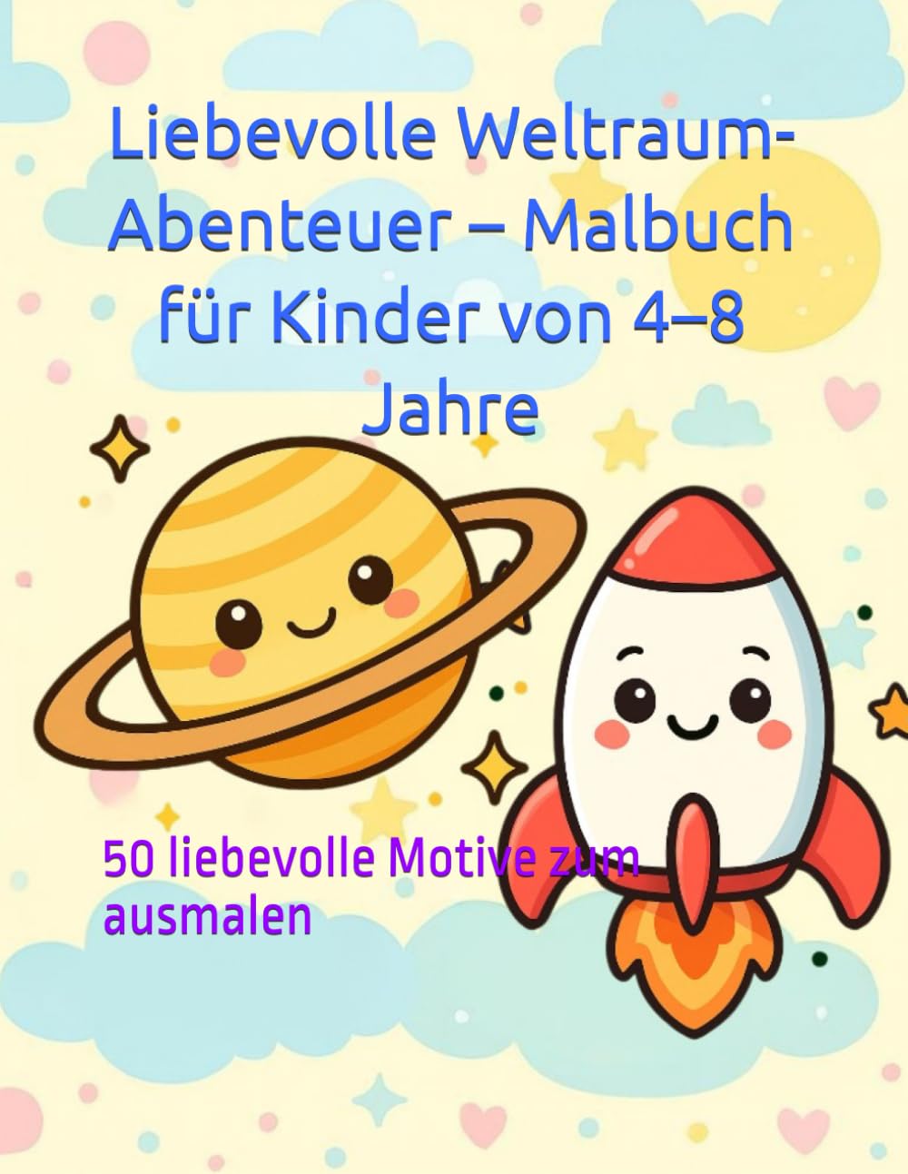 Liebevolle Weltraum-Abenteuer – Malbuch für Kinder von 4–8 Jahre: 50 liebevolle Motive zum ausmalen