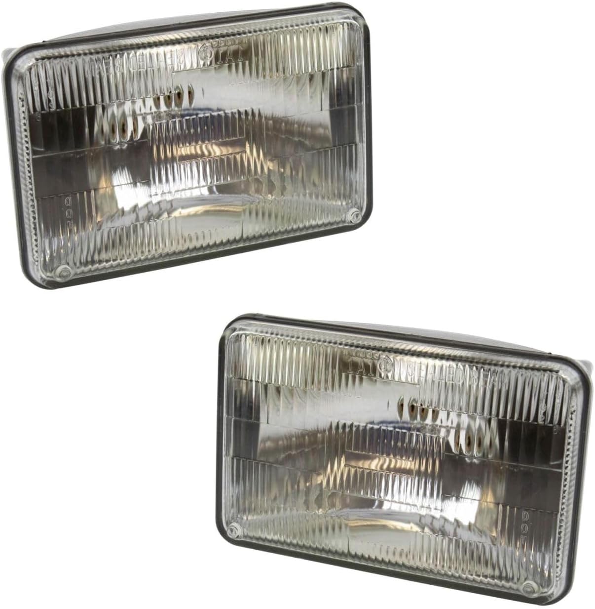 Sealed Beam Headlight Headlamp Pair 6 2" by 4 1/4" Rectangular-Lighting Housing Shape Clear-Lens for GMC, for d, for Dodge, for Datsun, for Chrysler