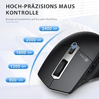 iClever Vezeték Nélküli Bluetooth Egér - Újratölthető, Ergonomikus, 3 Eszközhöz Csatlakoztatható, 5 DPI Beállítás, Csendes Kattintás, Ezüst- 4