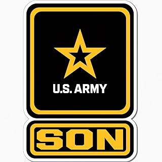U.S. Army Son (Ver.3) Yellow Letters (New Branded Logo) Full Color Vinyl Decal/Sticker Officially Licensed by The U.S. Army. Size: 5". (by Dimoxy Designs)