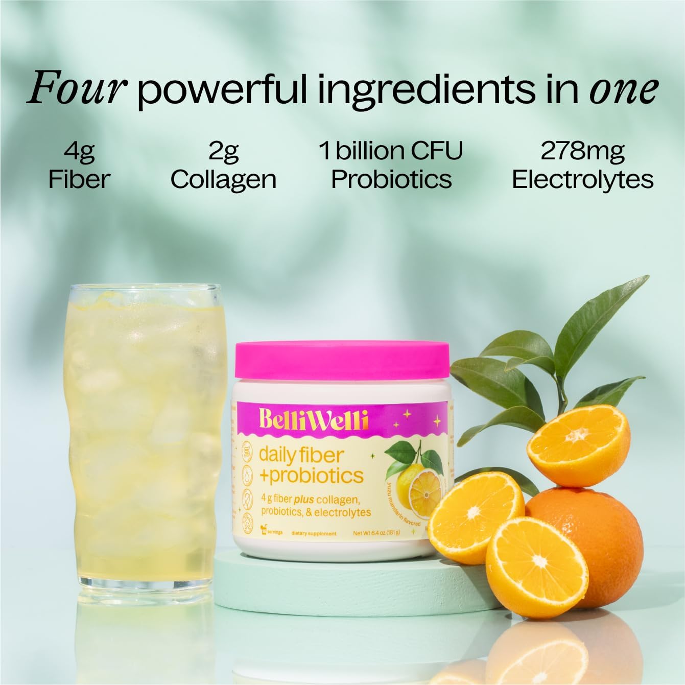 BelliWelli Fiber Supplement for Women & Men - Premium Daily Fiber Powder from Organic Acacia with Added Collagen, Electrolytes & Probiotics-No Bloat, Constipation & Gut Health Support (Yuzu Mandarin) - Image 4