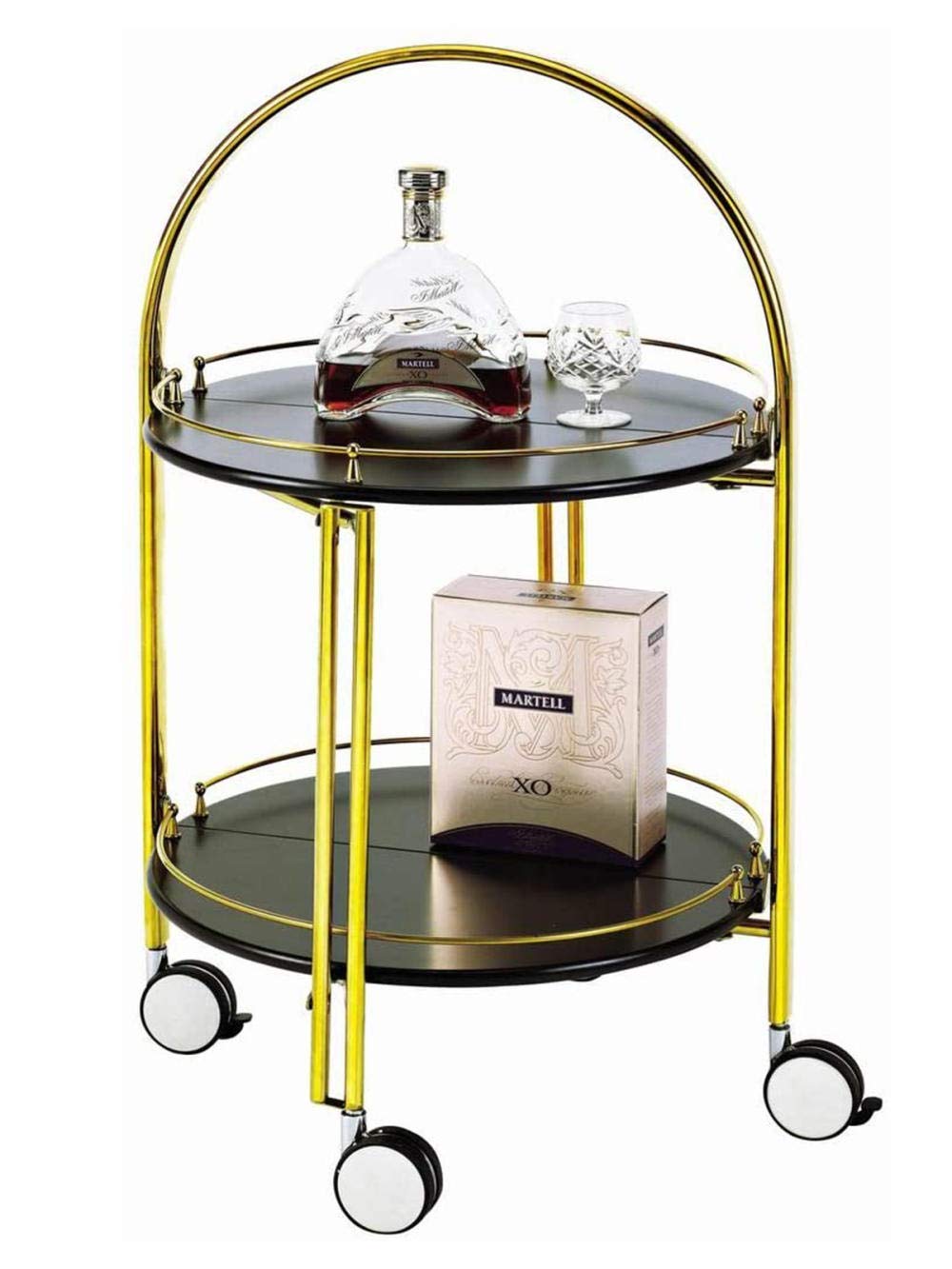 Buy Serving Trolley Kitchen Trolley Catering Trolley Bar Cart Foldable Round Drinks Trolley Gold