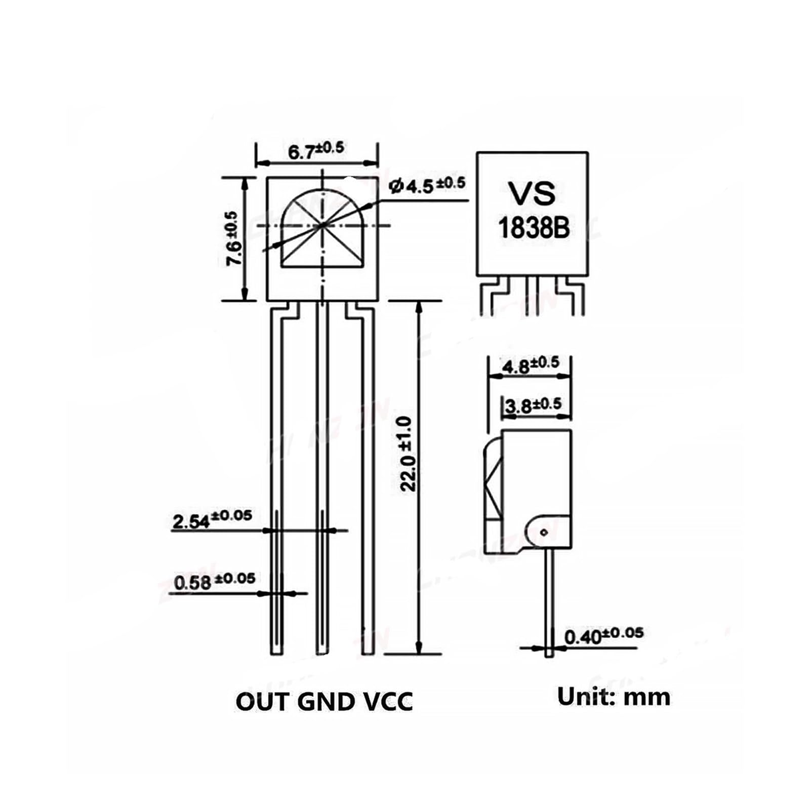 WHWRCADV 5 Pcs VS1838B IR LED Emitting Diode Receiver Infrared Light Lamp Photodiode VS1838 DIP DIY PCB Circuit Phototransistor