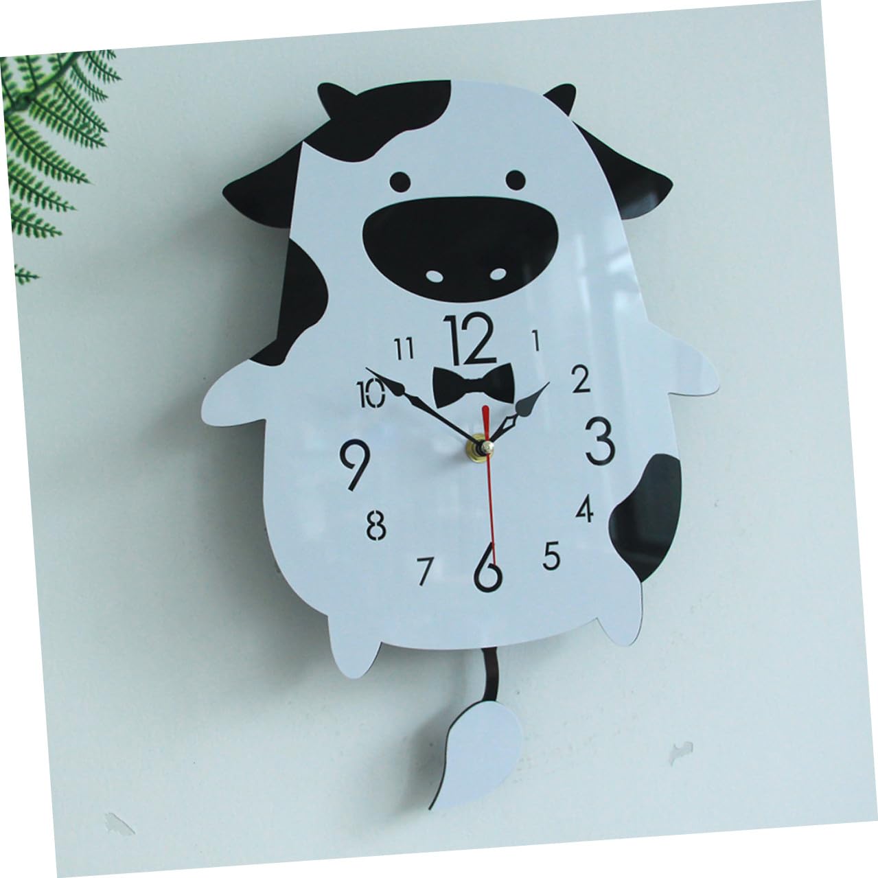 DOITOOL Orologio da Parete a Forma di Mucca Cartone in Acrilico Silenzioso | Campanaccio Mucca per Decorazioni da Parete, senza Pile, Display Tridimensionale Singolo Lato