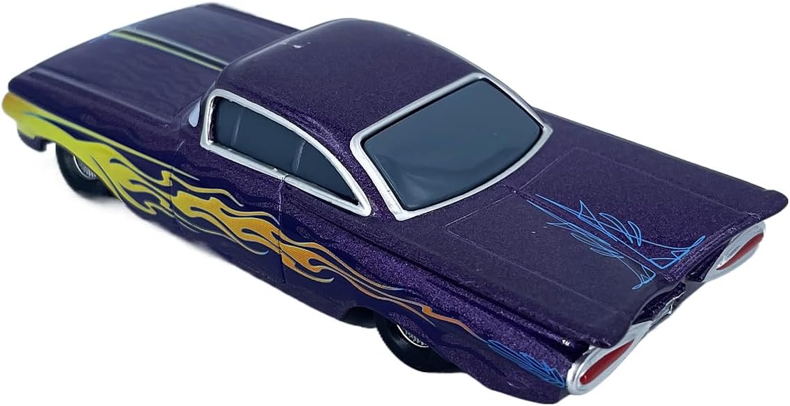 2PCS Portable Small Toy Car 1:55 Diecast Model Metal Body Racers for Preschool Kids 3+ Year Boy Gift (Purple+Flo)