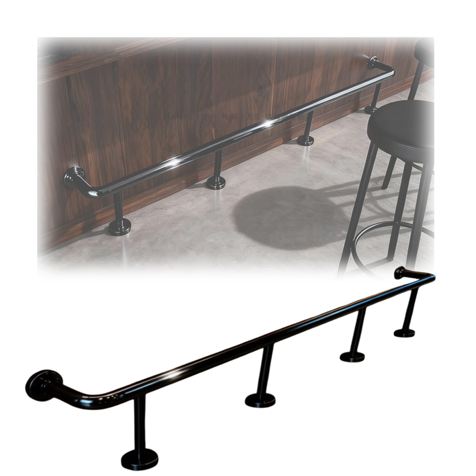 Kit rail de pied inox pour un confort optimal autour de votre îlot de cuisine moderne