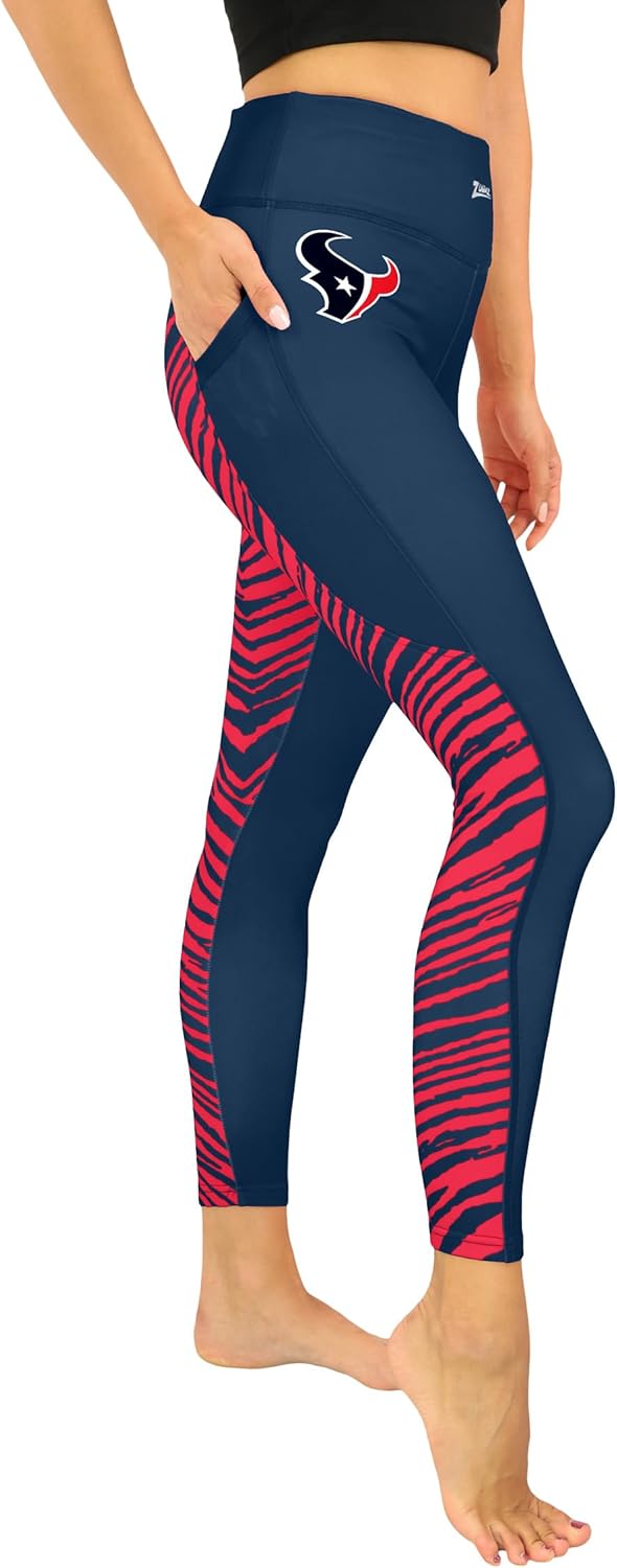 Zubaz NFL Women's Fleece Lined Powermesh Leggings with Four Pockets (XS - 3XL)