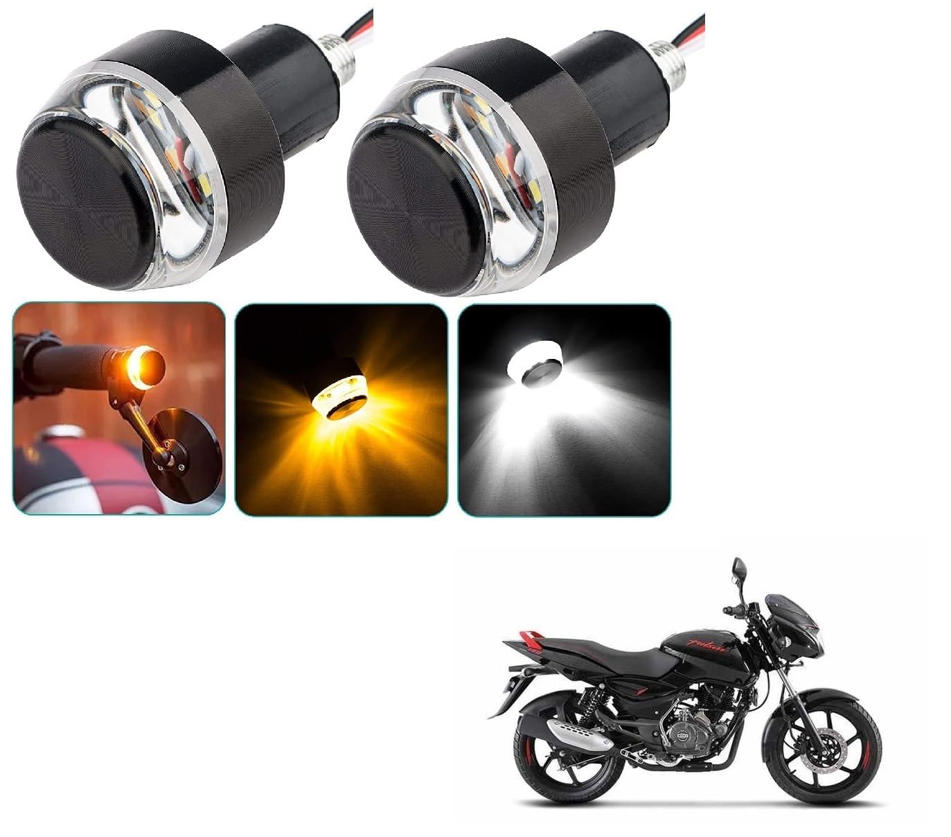 AUTOADDICT Auto Addict Bike And Scooty Handle Bar End DRL/White And Yellow Turn Signal LED Light Blinker Indicator For Bajaj Pulsar 150-picture-19