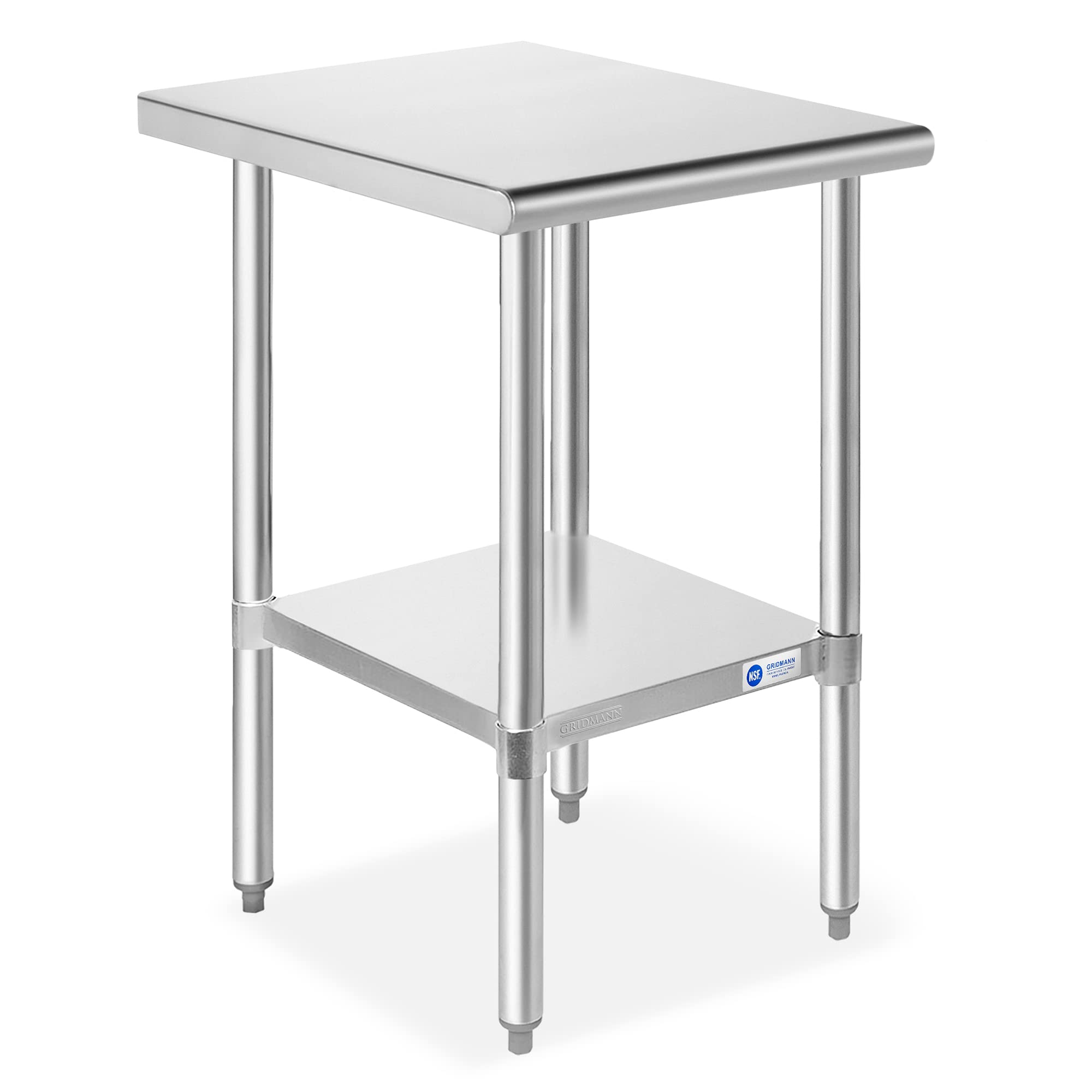 GRIDMANN Stainless Steel Work Table 18 x 30 Inches, NSF Commercial Kitchen Prep Table with Under Shelf for Restaurant and Home
