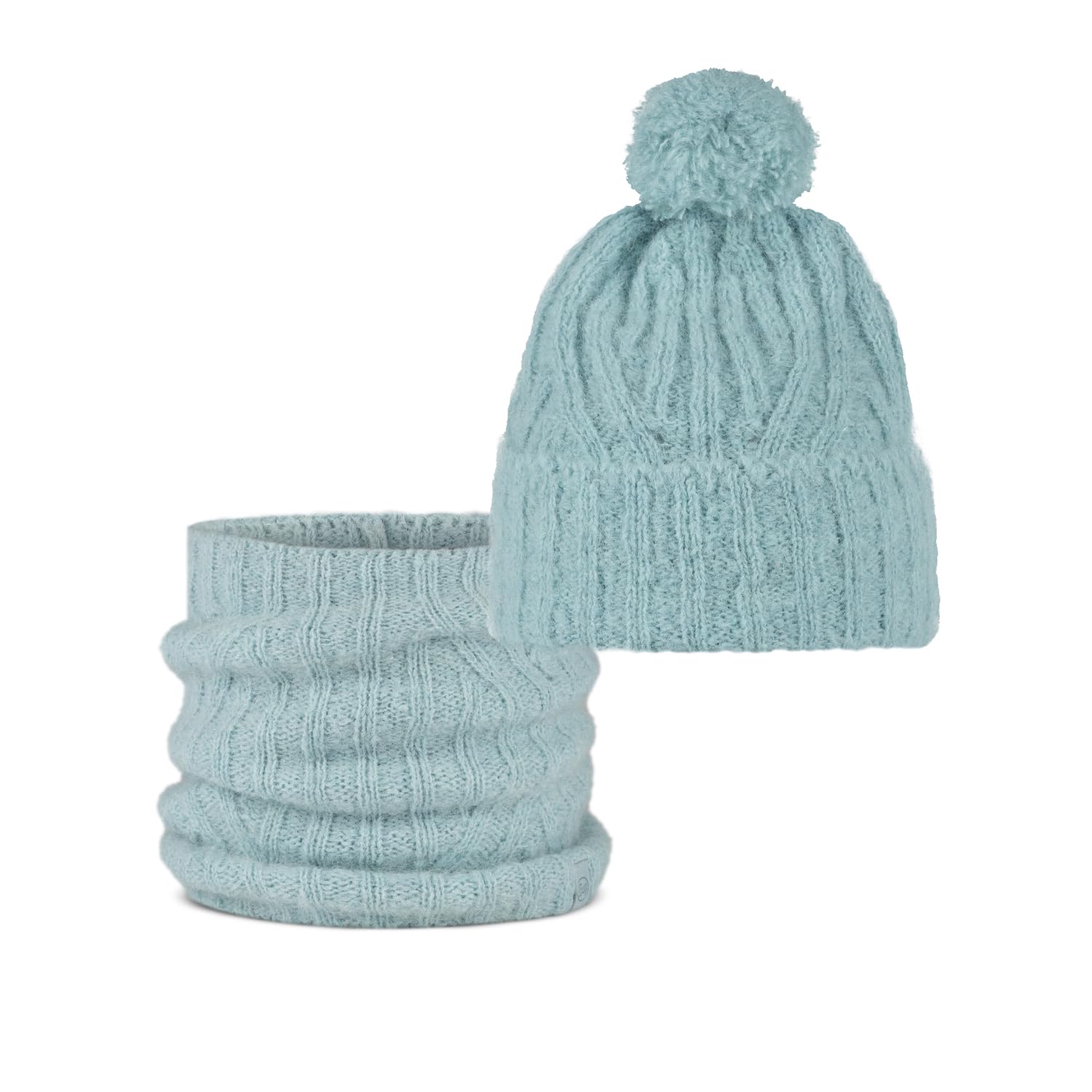 Dúo Pack Knitted Gorro Nerla Pool Azul y Knitted Braga de cuello Nerla Pool Azul Talla única Adulto