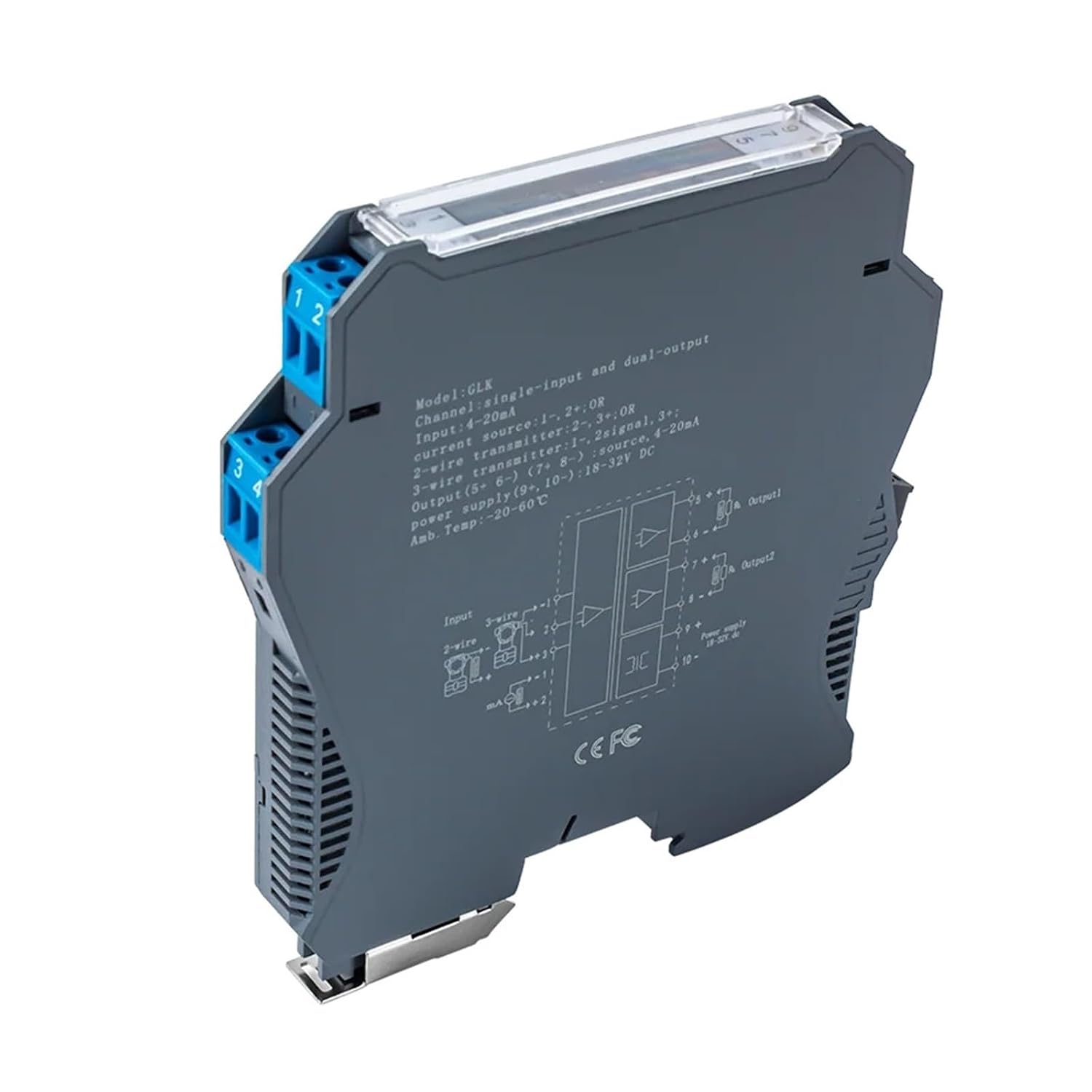 DC Signal Isolator 4-20mA to 0-10V 1in 1out Distribution Analog Isolation Converter(1 Input 2 Output,0-5V Input)