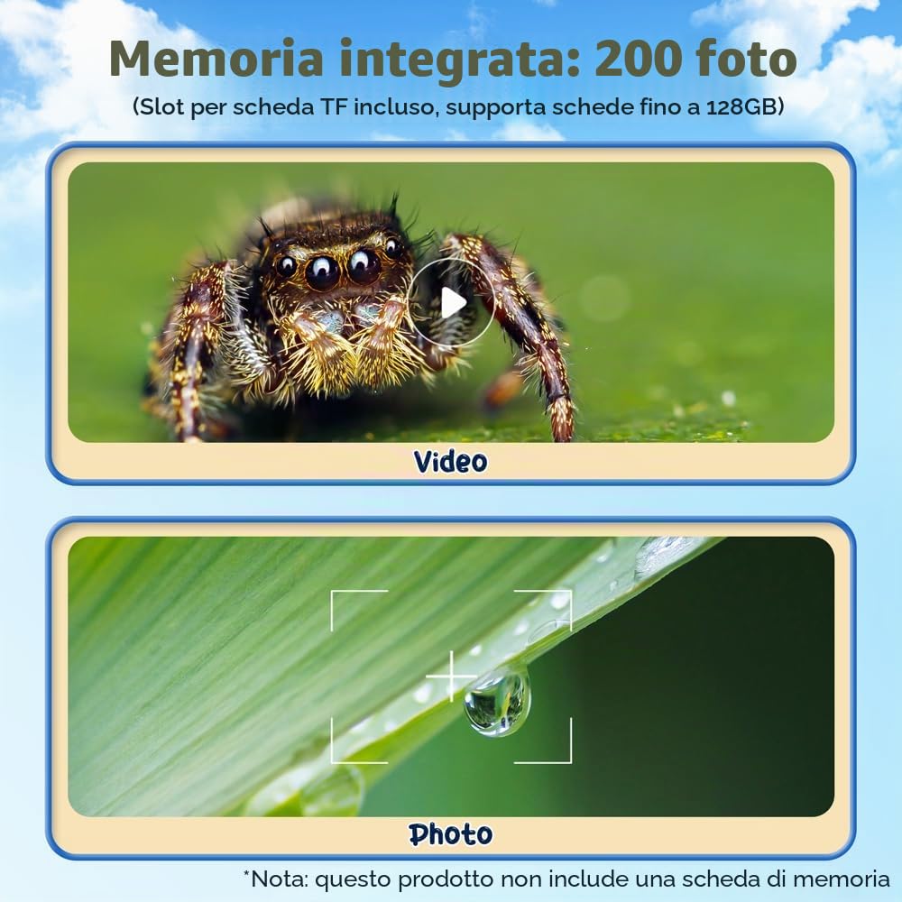 2 in 1 Microscopio Bambini e Telescopio, Temodu Microscopio Digitale da 2.0‘’, Elettronico Portatile Telescopio 10X con 8 luci LED, può essere utilizzato come regalo di compleanno o di Natale (Blue)