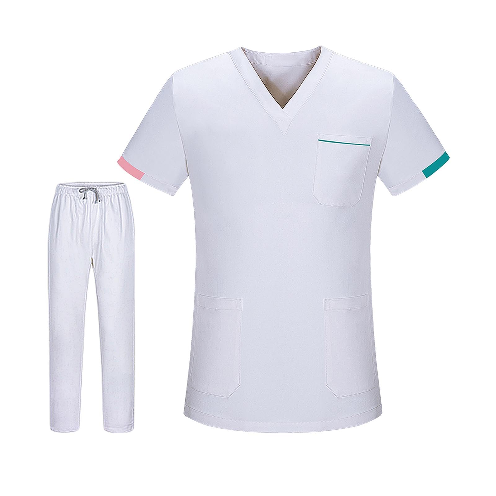 Ensemble uniforme mixte pour milieu médical et esthétique blanc - 8