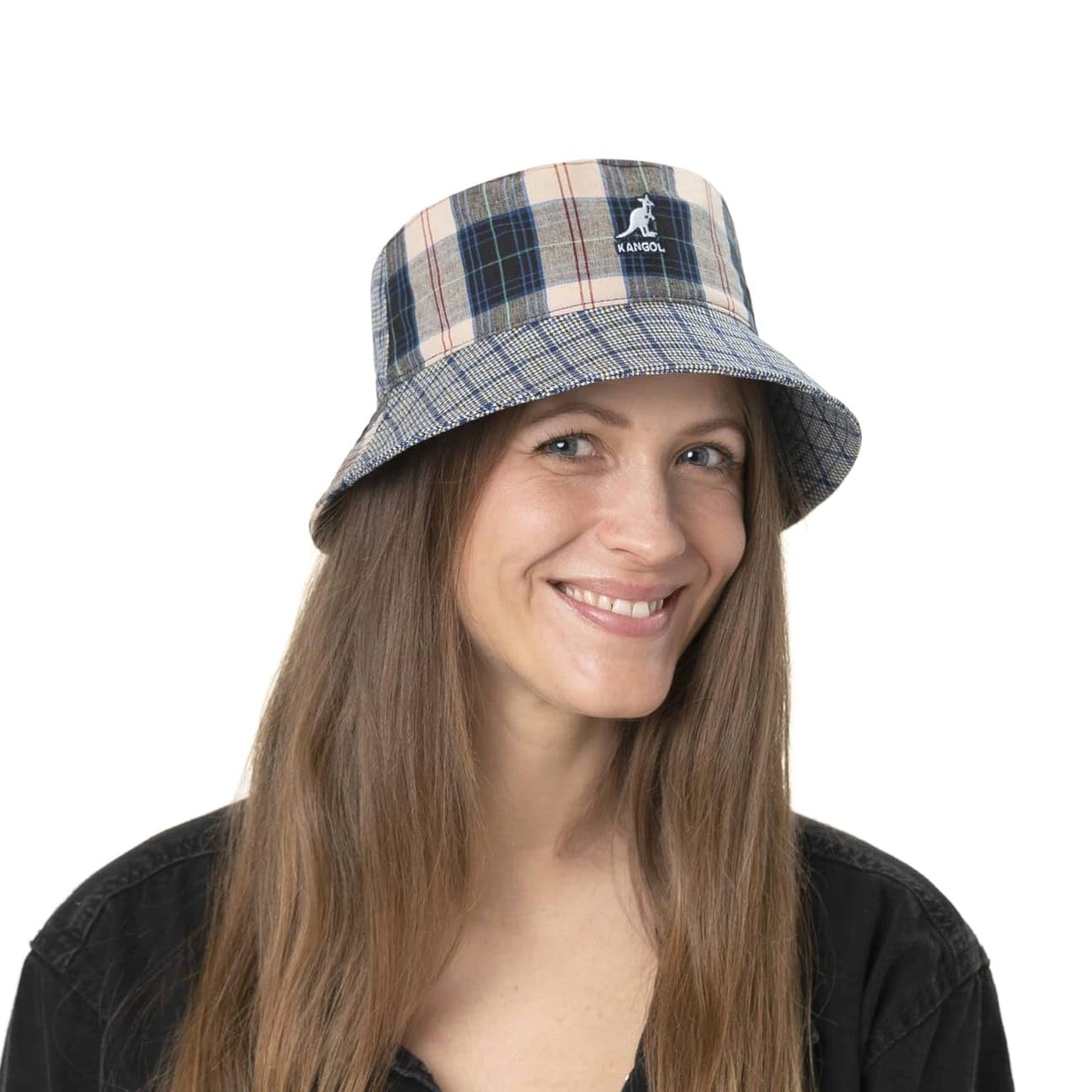 Kangol Sombrero de Pescador Plaid Mashup Bucket Mujer/Hombre - algodón Cuadros Verano Primavera/Verano