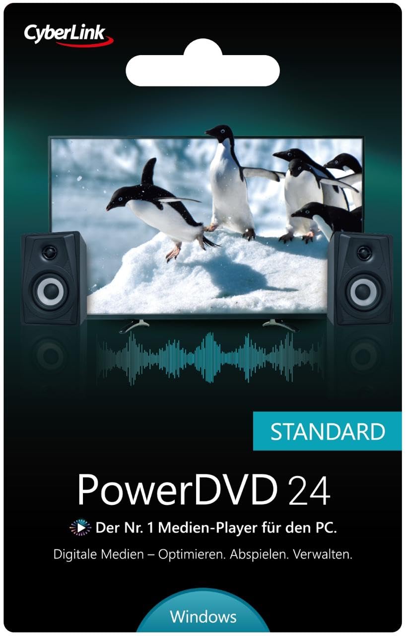 CyberLink PowerDVD 24 Standard - Vielseitiger Player für digitale Medien und DVD-Disc - Mit übersichtlicher Medienverwaltung - Dauerlizenz für Windows (ProduktKeyCard) #PKC