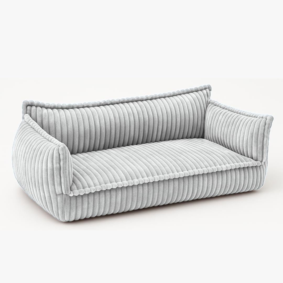 chilly pilley Divano Per Bambini In Velluto A Coste, Comodo Divano Per Bambini Con Motivo A Coste (Grigio Chiaro)