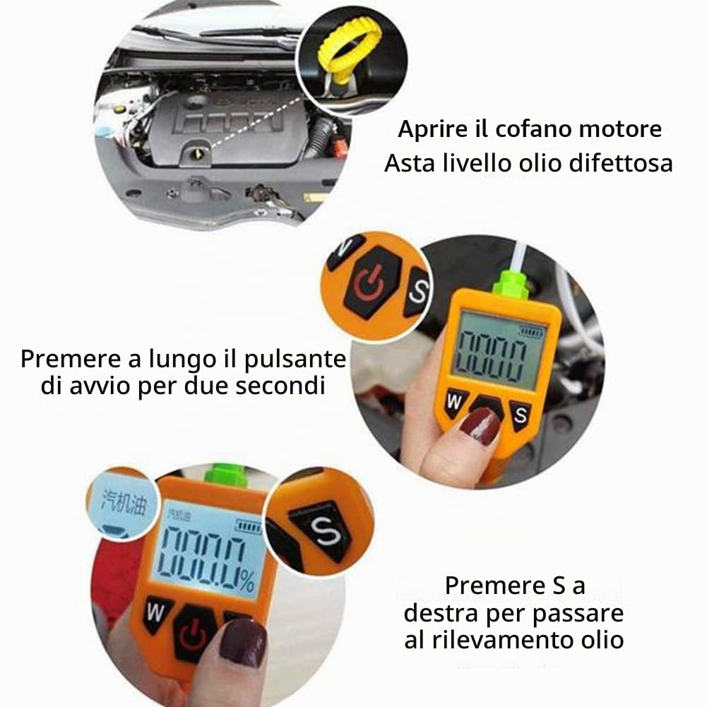 Tester olio motore, rilevatore di gasolio per controllo automatico della qualità 'olio, rivelatore con indicatore LED, analizzatore di gas, dispositivo di prova auto