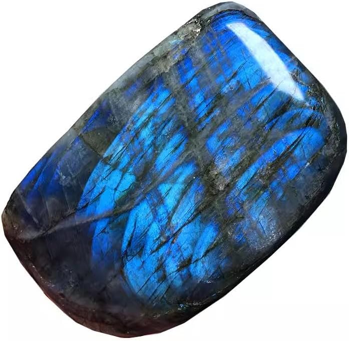 Natural Labradorite Moonstone Purple Flash Healing Crystal Quartz Gemstone Specimen Specimen Polished Irregular Shape for Healing Reiki Decoration (Purple Flash Labradorite 500-600Grams)