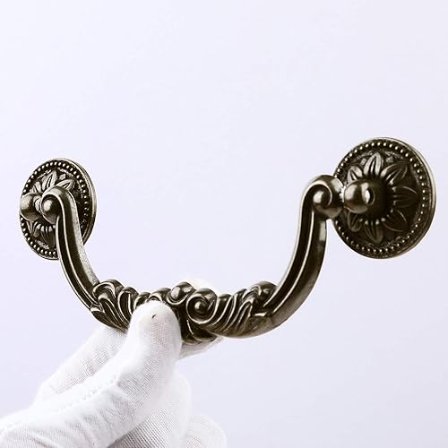 Vista 5 de Paquete de 6 manijas y pomos de gabinete de 5 pulgadas, anillo desplegable para cajones de cocina, manija vintage para cajones