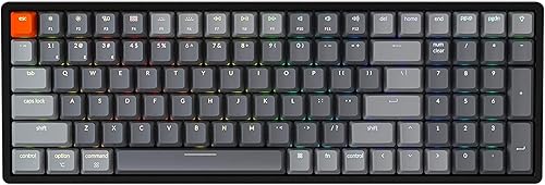 Keychron Teclado mecánico inalámbrico Bluetooth K4 RGB LED retroiluminado, compacto intercambiable en caliente, 100 teclas, teclado USB con cable,
