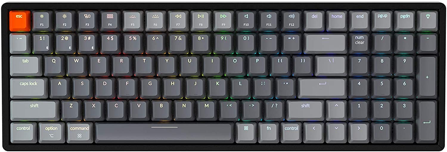 Keychron K4 Version Aluminum.Frame / Hot Swappable-Wireless (Bluethoot/USB) & Wired Mechanical Keyboard,100 Keys RGB LED Backlit-Gateron G Pro Blue Switch-N-Key Rollover