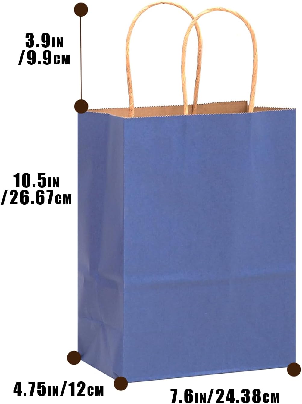 qiqee 32-Packs Deep Blue Paper Gift Bags with Handles Bulk 7.6"x4.75"x10.5" Medium Size Gift Bags Multiple Uses - Image 3